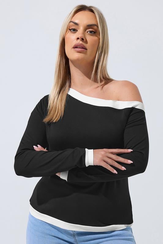  LIMITED COLLECTION Curve Black Contrast Off Shoulder Top