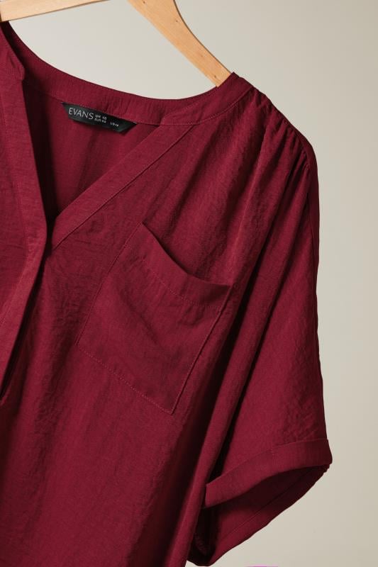 EVANS Plus Size Burgundy Red Overhead Utility Shirt | Evans 6