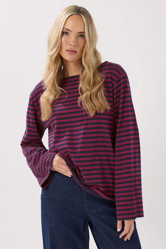 Tall  LTS Tall Navy Blue Striped Long Sleeve Top