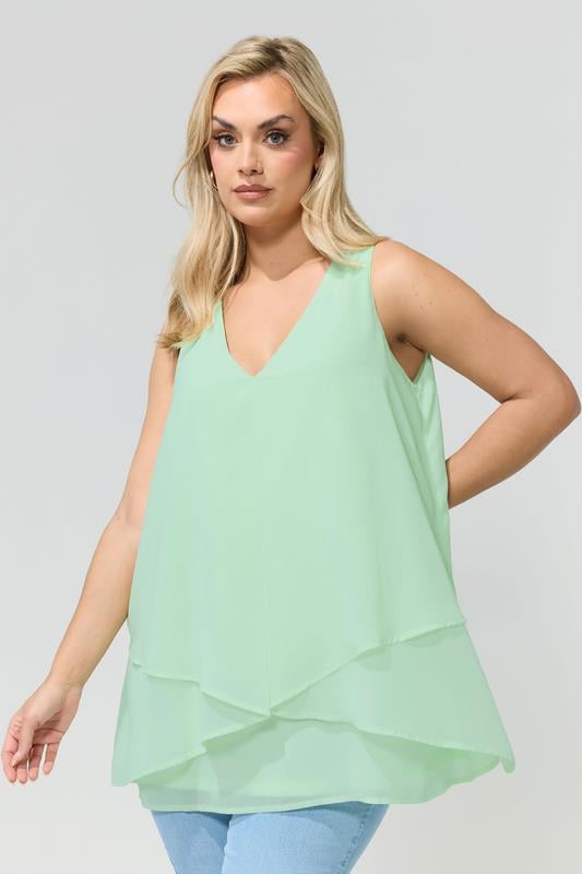  YOURS LONDON Curve Mint Green Layered Blouse