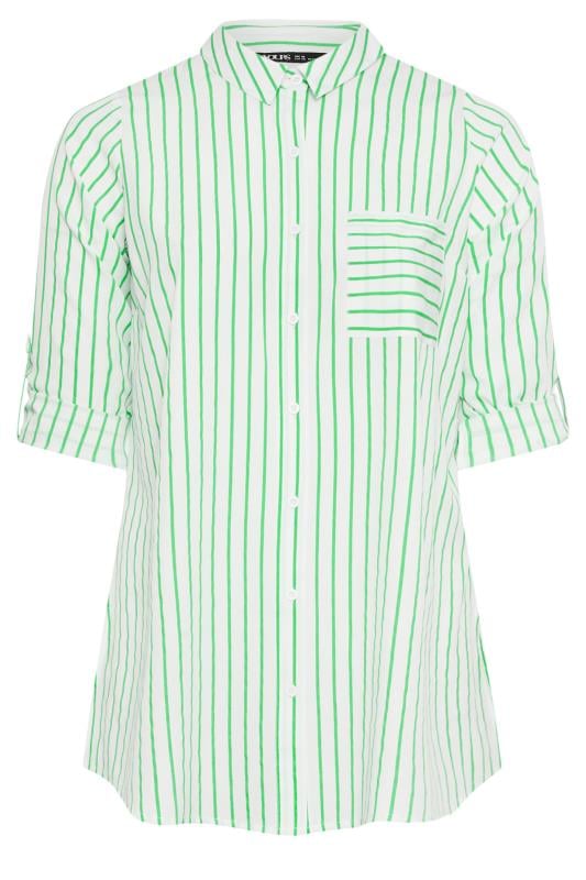YOURS Plus Size Green & White Stripe Print Boyfriend Shirt | Yours Clothing 6