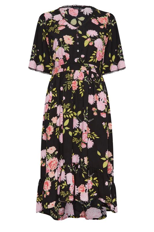 YOURS Curve Plus Size Black Floral Maxi Dress | Yours Clothing  7