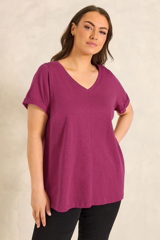 Plus Size  EVANS Curve Berry Red Premium Cotton T-Shirt