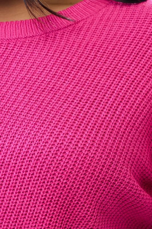 YOURS Plus Size Bright Pink Essential Knitted Jumper | Yours Clothing 4