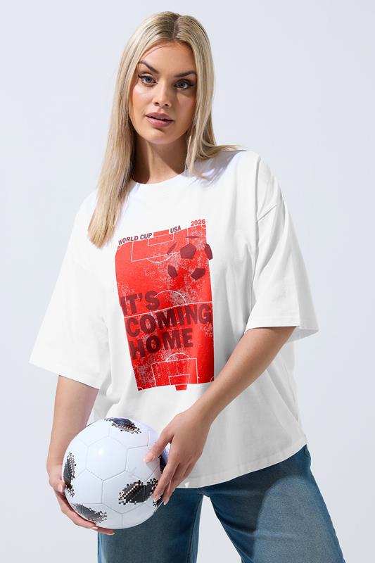 LIMITED COLLECTION Plus Size White 'It's Coming Home' England T-Shirt | Yours Clothing 1