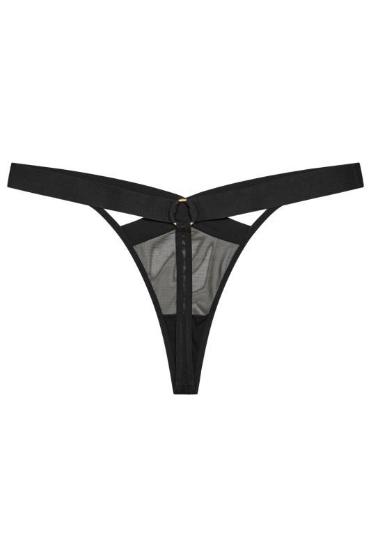 PLAYFUL PROMISES Black Elastic Mesh Thong | Yours Clothing 2