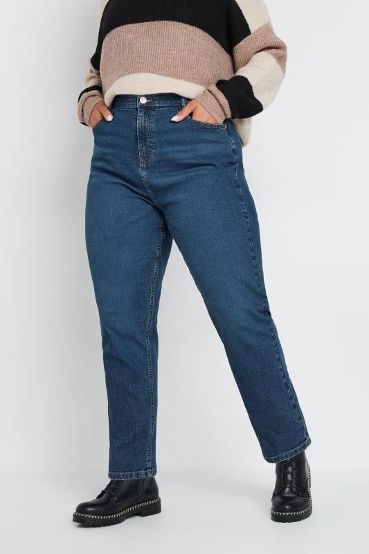 YOURS Plus Size Mid Blue Mom Jeans | Yours Clothing 2