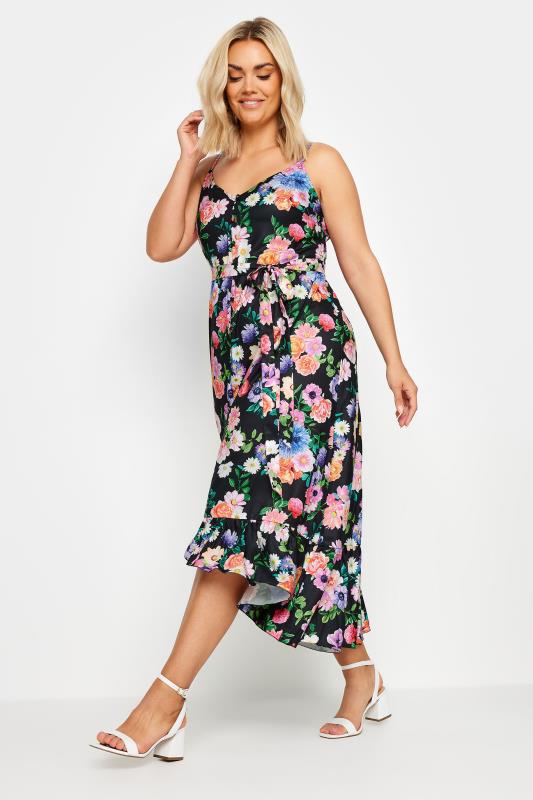 YOURS Plus Size White Floral Print Frill Hem Dress | Yours Clothing 2