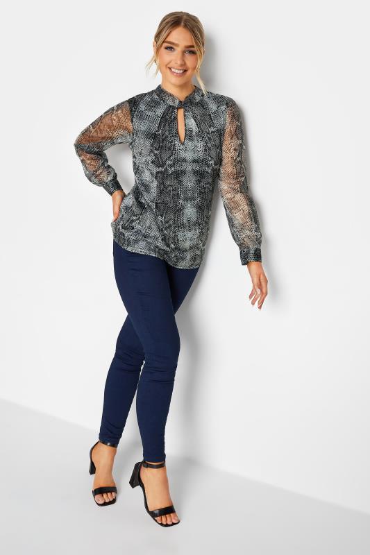 M&Co Charcoal Grey Snake Print Keyhole Blouse | M&Co 2