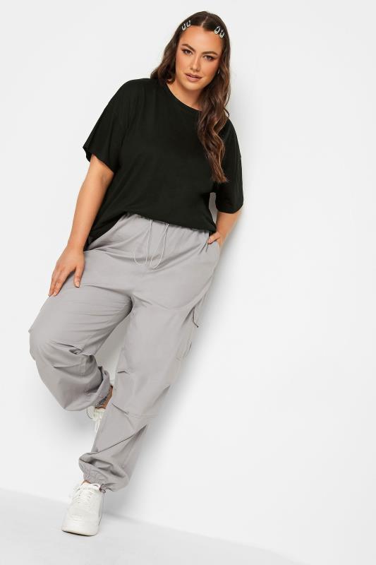 YOURS Plus Size Black Step Hem T-Shirt | Yours Clothing 2