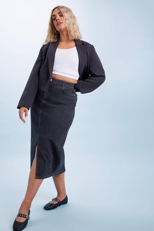 YOURS Plus Size Indigo Blue Stretch Denim Midaxi Skirt | Yours Clothing 1