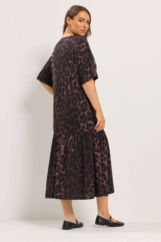 YOURS Plus Size Brown Leopard Print Drop Waist Maxi Dress | Yours Clothing 1