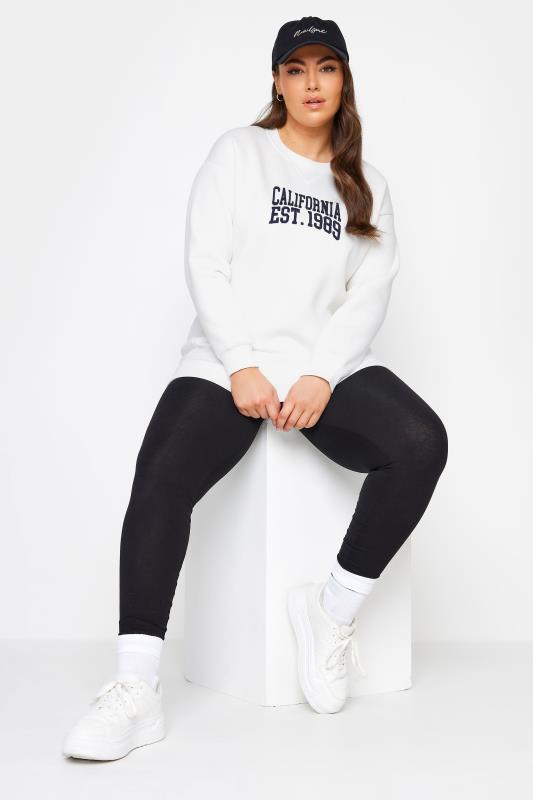 YOURS Curve Plus Size White 'California' Slogan Sweatshirt | Yours Clothing  3