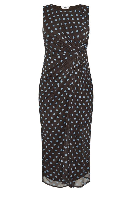 YOURS LONDON Plus Size Chocolate Brown Polka Dot Dress | Yours Clothing 5