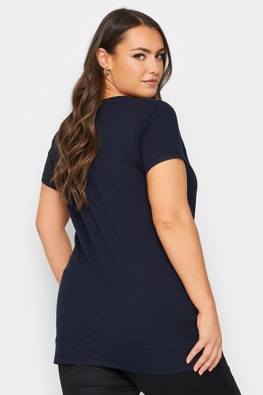 Plus Size Navy Blue Longline T-Shirt | Yours Clothing 3