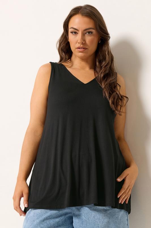 YOURS Curve Black Swing Vest Top