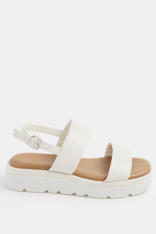 White Faux Leather Padded Wedge Sandals In Extra Wide EEE Fit | Yours Clothing 2