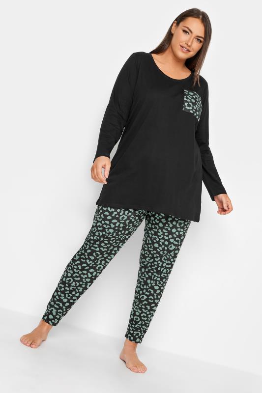 YOURS Plus Size Black Animal Print Long Sleeve Pyjama Set | Yours Clothing 2