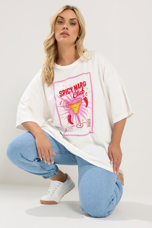  YOURS Curve Ivory White Spicy Margarita T-Shirt