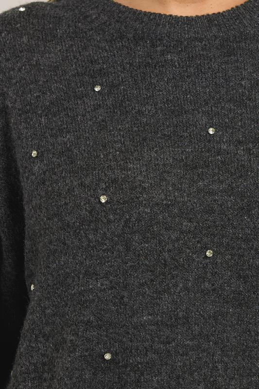 YOURS Plus Size Grey Embellished Front Jumper | Yours Clothing 4