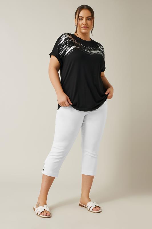 Evans White Lace Up Cropped Trousers 2