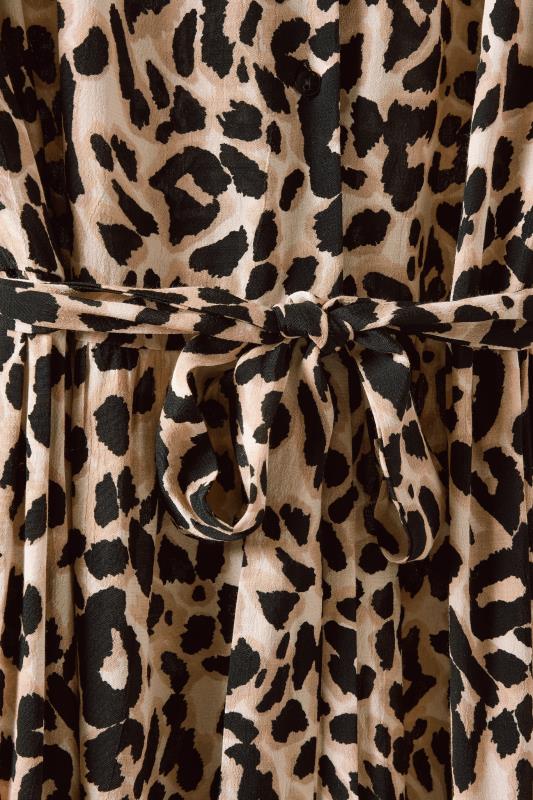 EVANS Plus Size Brown Leopard Print Midi Shirt Dress | Evans 8