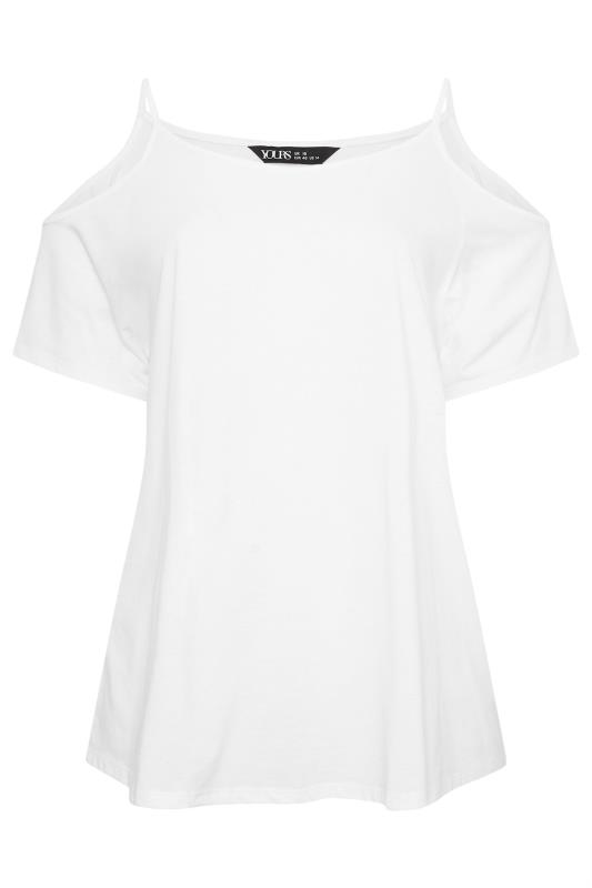 YOURS Curve Plus Size White Cold Shoulder T-Shirt | Yours Clothing  6