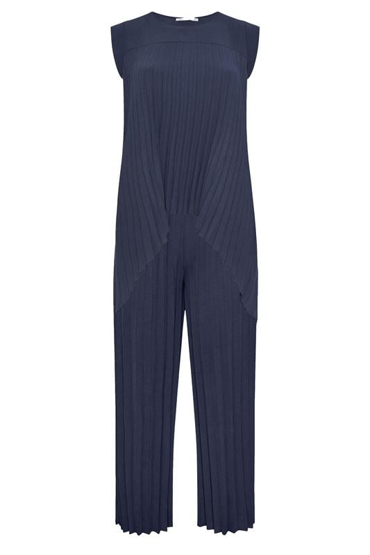 YOURS LONDON Plus Size Navy Blue Pleated Set | Yours Clothing 8