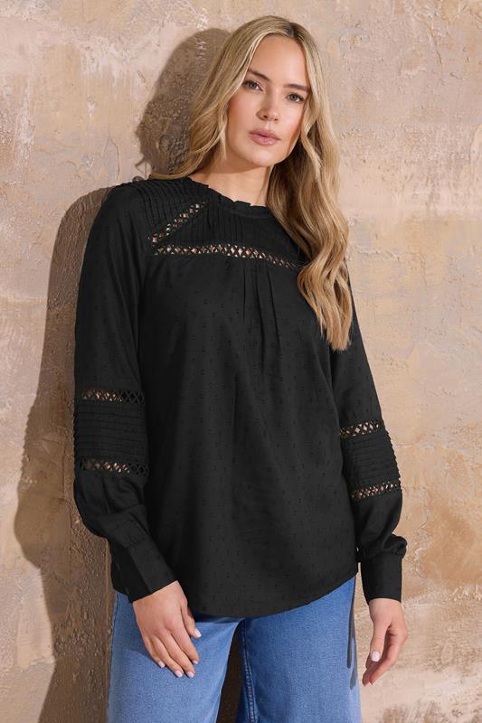 Tall  LTS Tall Black Ladder Trim Shirt