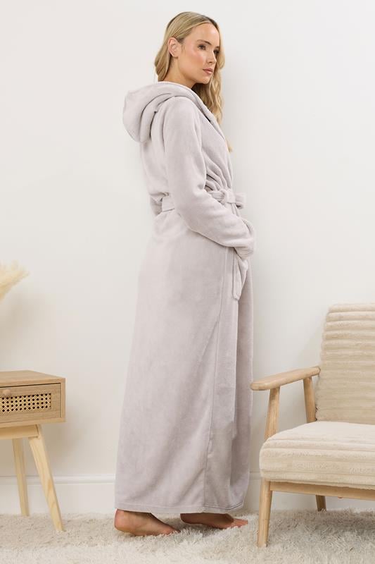 LTS Tall Stone Brown Luxury Soft Fleece Maxi Dressing Gown | Long Tall Sally 4