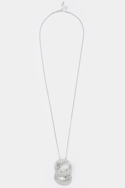  Yours Silver Tone Long Double Circle Pendant Necklace