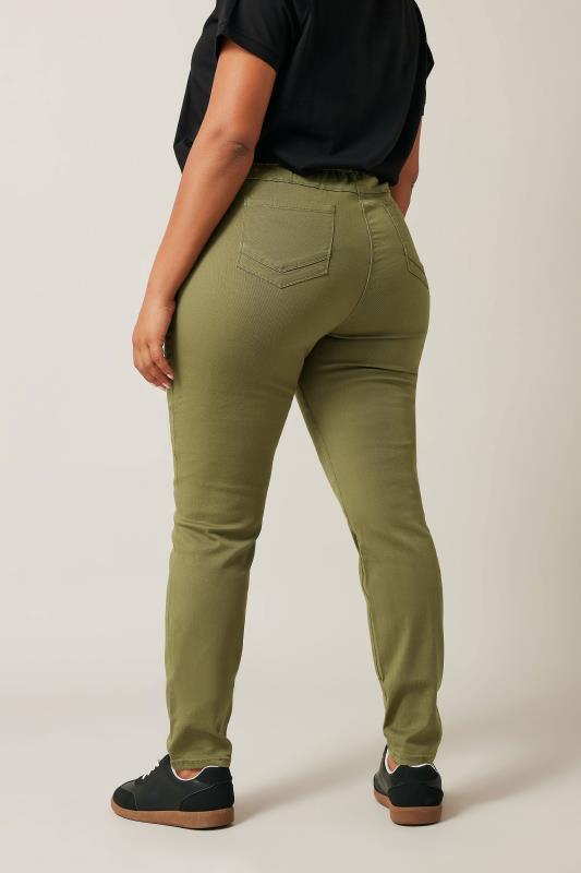 Skinny Pull On Olive Green Jeggings 3