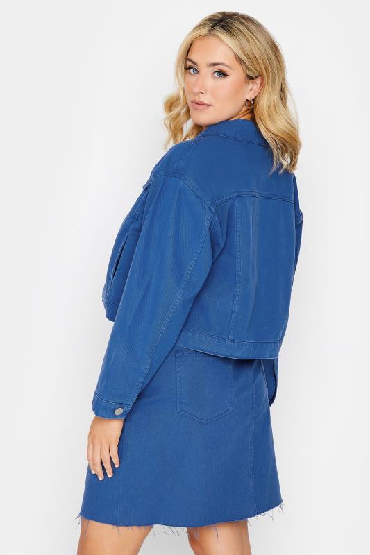 YOURS Plus Size Cobalt Blue Cropped Denim Jacket | Yours Clothing 3