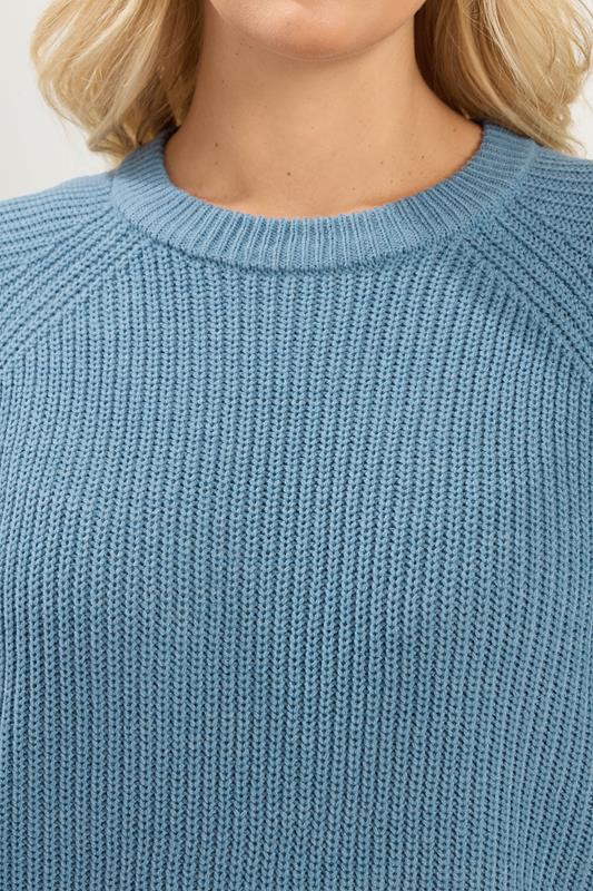 YOURS Plus Size Denim Blue Knitted Jumper | Yours Clothing 5
