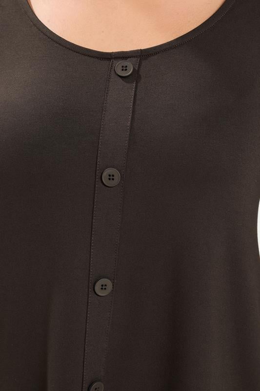 YOURS Plus Size Chocolate Brown Button Front Top | Yours Clothing 4