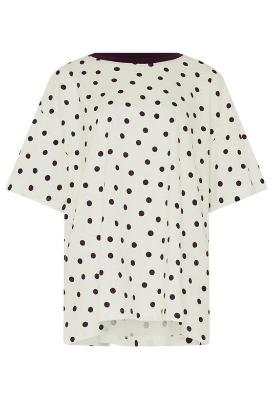YOURS Plus Size White Spot Oversized T-Shirt | Yours Clothing 5