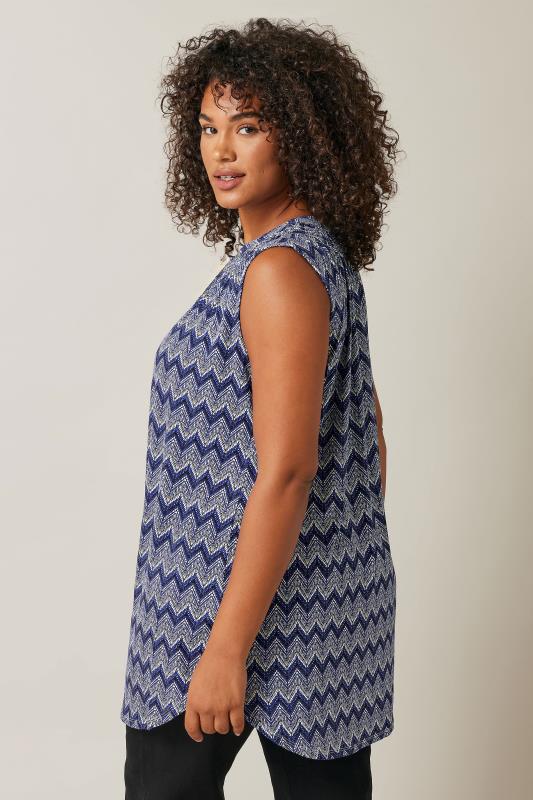 Evans Blue Zig Zag Print Henley Tunic Top 3