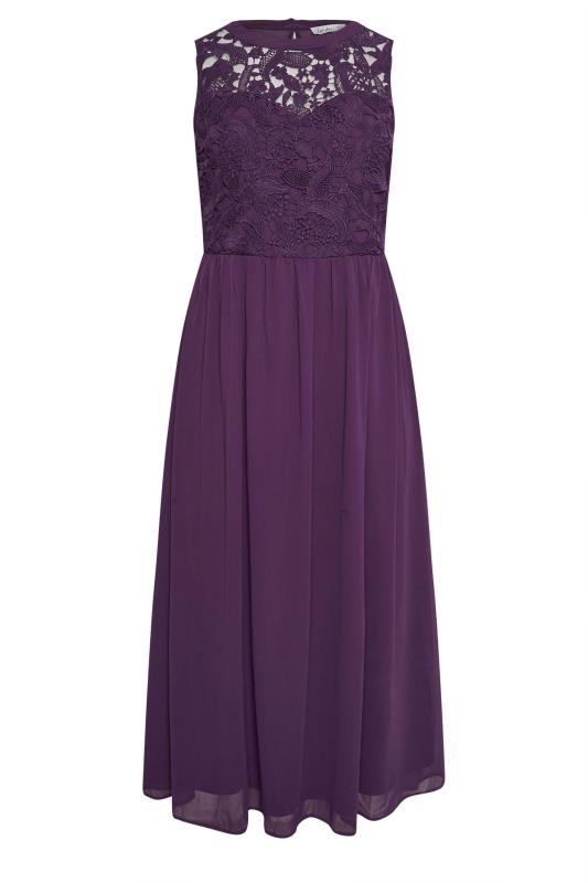 YOURS LONDON Plus Size Purple Lace Bodice Maxi Dress | Yours Clothing  5