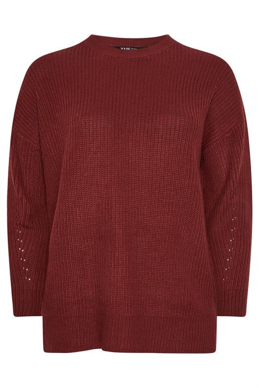 YOURS Plus Size Burgundy Red Drop Shoulder Jumper| Yours Clothing 5