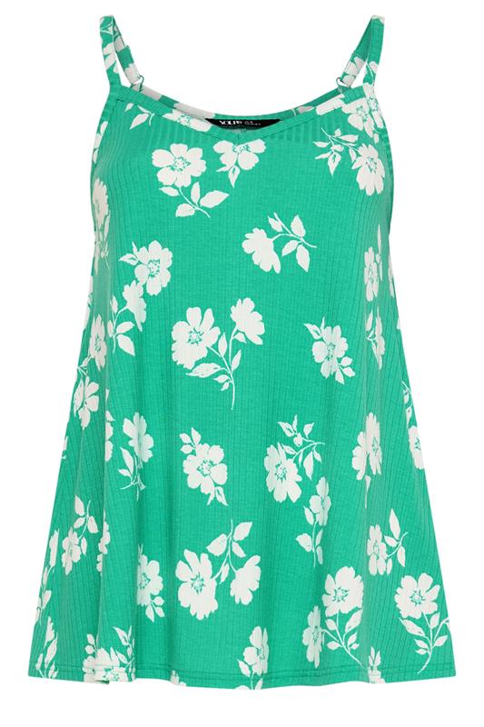 YOURS Plus Size Green Floral Swing Vest Top | Yours Clothing 5