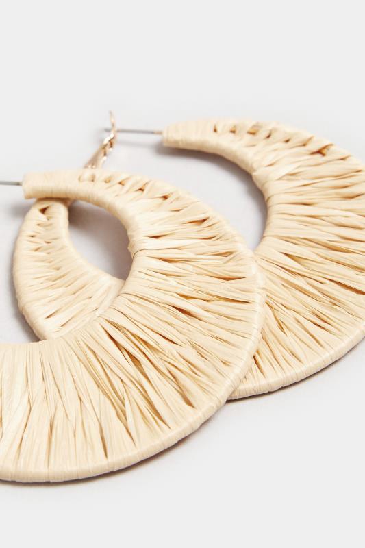 Gold Tone Raffia Hoop Earrings 3