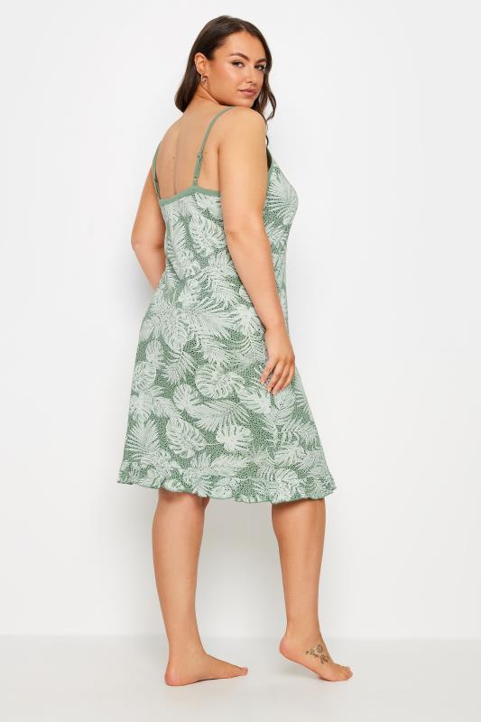 YOURS Plus Size Green Palm Print Chemise Nightdress | Yours Clothing  3