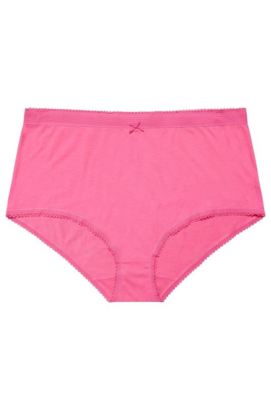 YOURS 5 PACK Plus Size Pink & White High Waisted Full Briefs | Yours Clothing 5