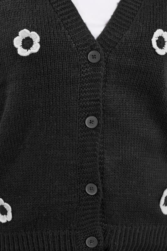 YOURS Plus Size Black Applique Flower Cardigan | Yours Clothing 5
