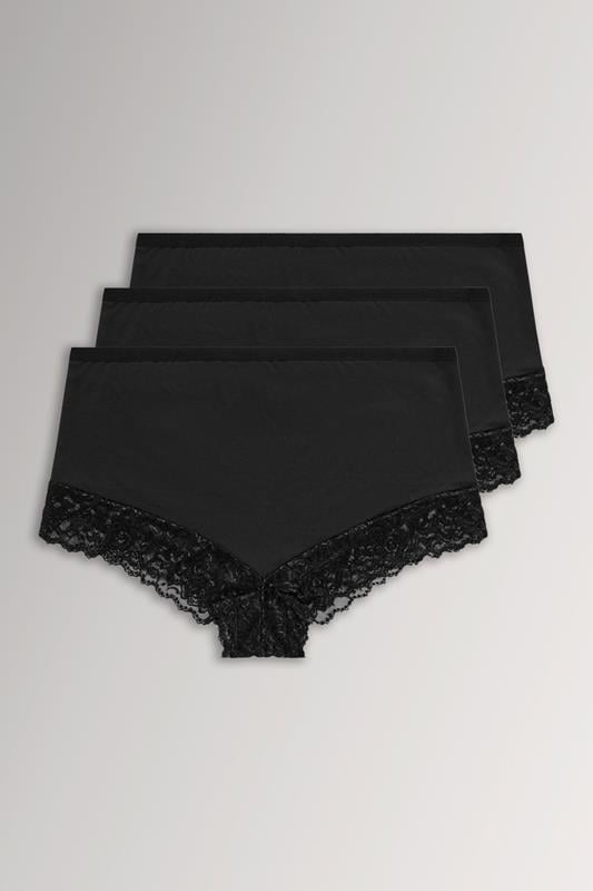  YOURSET 3 PACK Curve Black Lace Trim Briefs