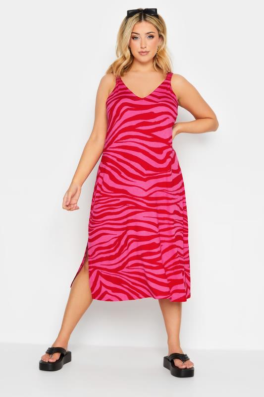 YOURS Plus Size Pink Zebra Print Midaxi Beach Dress | Yours Clothing 1