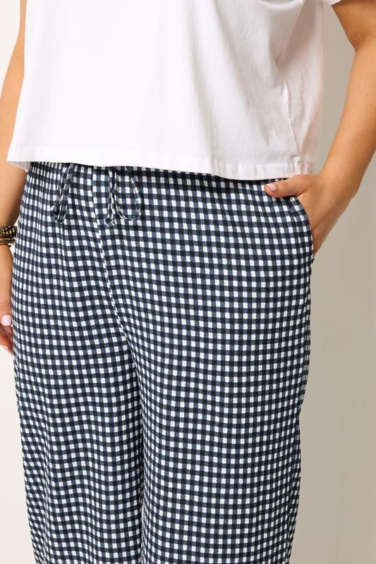 YOURS Plus Size Navy Blue Gingham Culottes | Yours Clothing 4