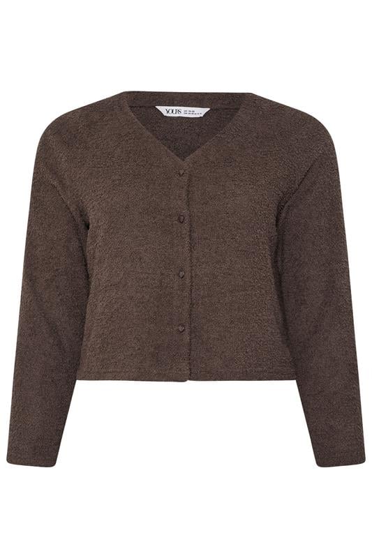 YOURS Plus Size Chocolate Brown Chenille Cardigan | Yours Clothing 6