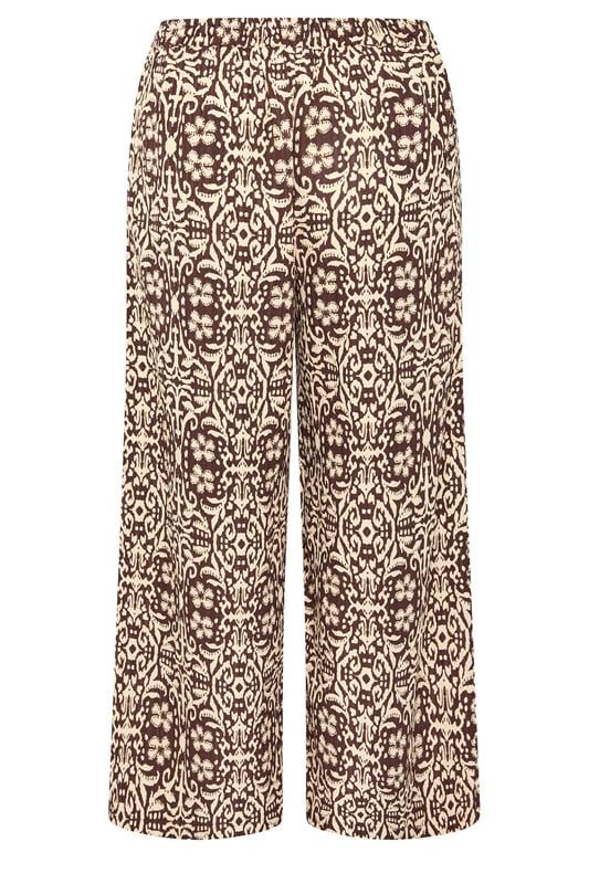 LIMITED COLLECTION Plus Size Brown Abstract Wide Leg Trousers | Yours Clothing 6