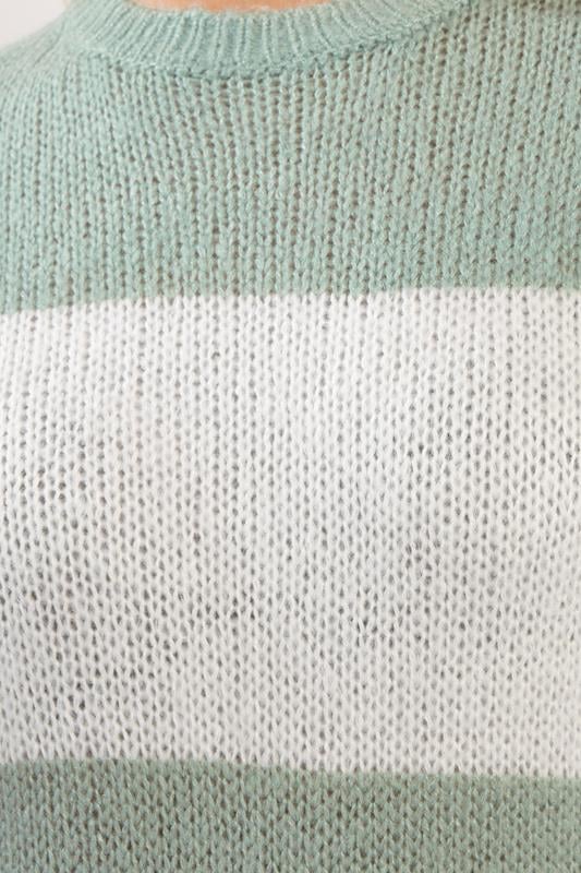 YOURS Plus Size Green & White Striped Knitted Soft Touch Jumper | Yours Clothing 4